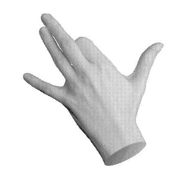 Hand making a quirky gesture with an eccentric and funny expression. Halftone Stock Illustration