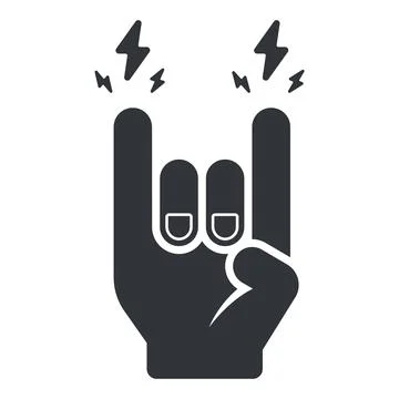 Hand making rock gesture. Black icon. Stock Illustration