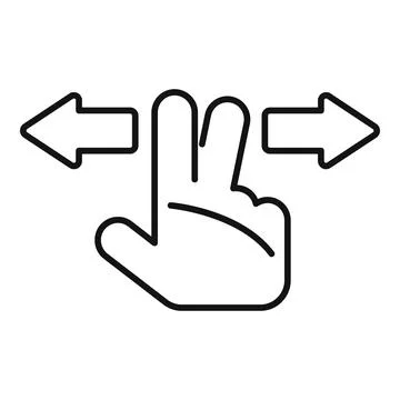 Hand making scrolling gesture on a touchscreen, with arrows indicating horizo Stock Illustration