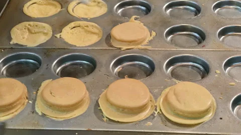 Hand-making Thai Crispy Pancakes, Thai desserts Famous street food Stock Footage 297277055