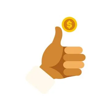 Hand making thumbs up with dollar coin Stock Illustration