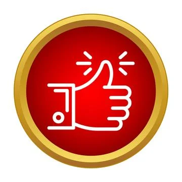 Hand making thumbs up gesture on red button 스톡 일러스트