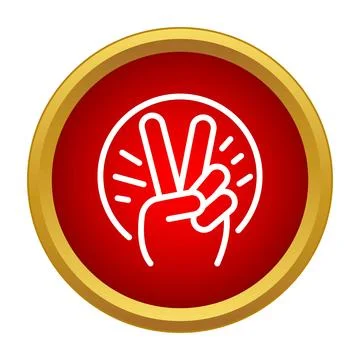 Hand making v sign for peace and victory icon Stock Illustration