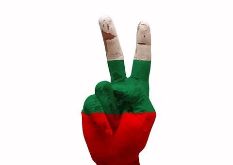 Hand making the v sign Stock Photos