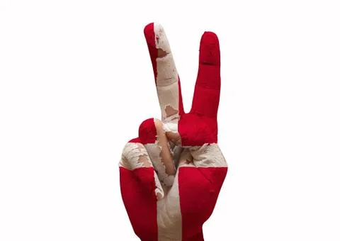Hand making the v sign 写真素材