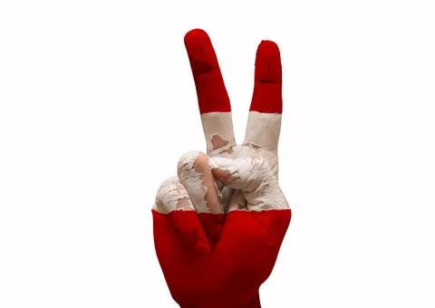 Hand making the v sign Stock Photos
