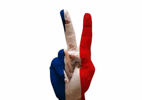 Hand making the v sign Stock Photos