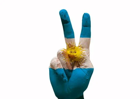 Hand making the v sign Stock Photos