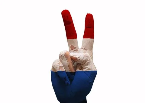 Hand making the v sign Stock Photos