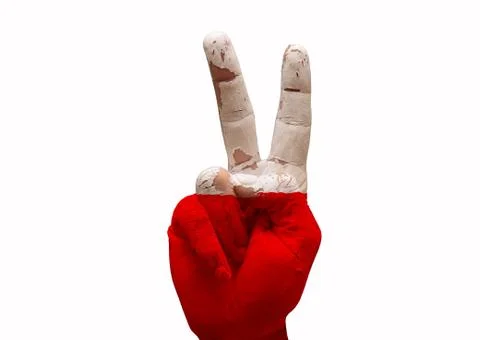 Hand making the v sign Stock Photos