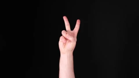Hand making victory sign Stock Footage 256812336