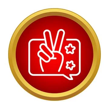 Hand making victory sign in speech bubble Stock Illustration