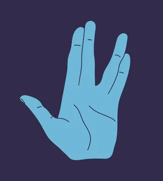 Hand making Vulcan salute gesture. Live long and prosper hand sign isolated Stock Illustration