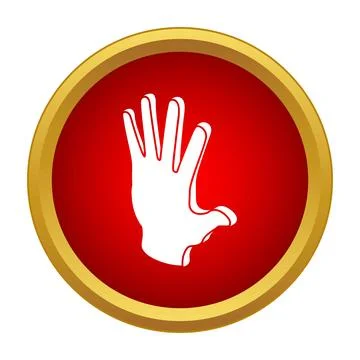 Hand making vulcan salute gesture in red circle icon 스톡 일러스트