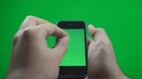 Hand Making Zoom Gestures On A Smartphone With A Green Screen Chroma, Key Stock-Footage 37150708