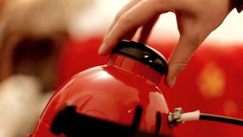 Hand of a man adjusting a spotlight. close-up Stock Footage 82626312