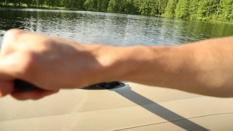 The hand of Man in the boat Stock Footage 122821262