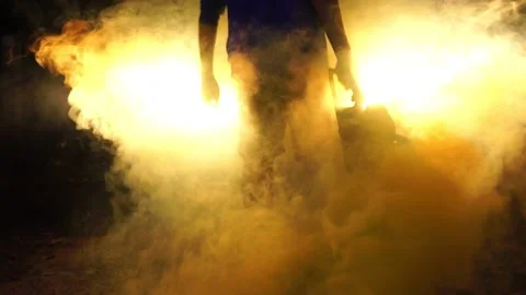 Hand man killer holding weapon in scary night Stock Footage 228447754