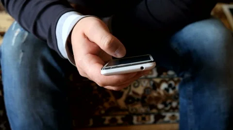 Hand man mobile phone Stock Footage 62983151