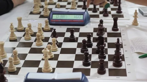 The hand of a man playing chess Stock Footage 91775833