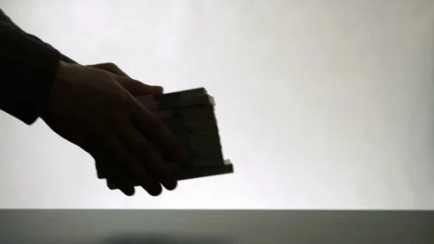 Hand of a man puts on the table stack of paper money Vídeo Stock 141976667