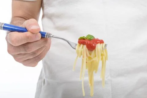 Hand of Man with Spaghetti Stock Photos