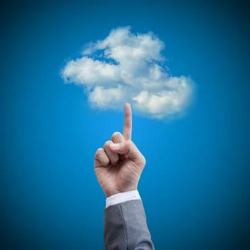 Hand man touch the cloud technology concept Stock Illustration