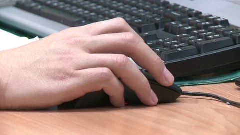 Hand of a man using a mouse on the computer. Taipei Water Department, Taiwan. Stock Footage 70239853