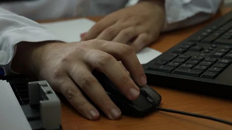 Hand of man work on computer Stock Footage 121871953