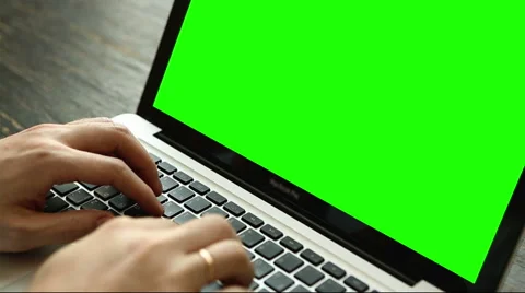 Hand of man working at laptop computer typing on keyboard Video stock 63067225