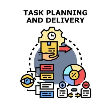 Hand managing task planning and delivery process Stock Illustration