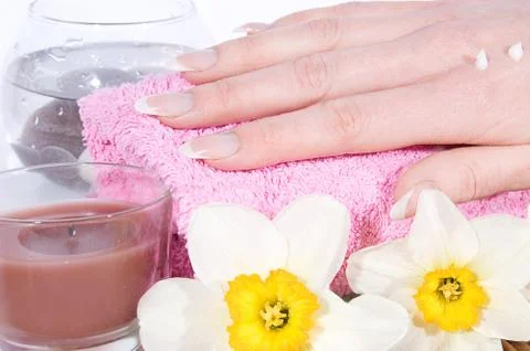 Hand with manicure Stock Photos