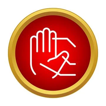 Hand manipulating puppet strings on a red emblem Stock Illustration