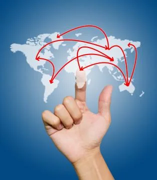 Hand with the map of social network Stock-Fotos