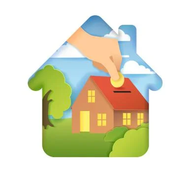 Hand marked at face value in a piggy Bank. vector illustration in flat paper Stock Illustration