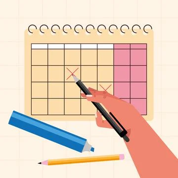 Hand marking calendar Illustrazione stock