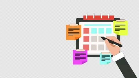 Hand Marking Date on Calendar with Sticky Notes Animation Stock Footage 311284443