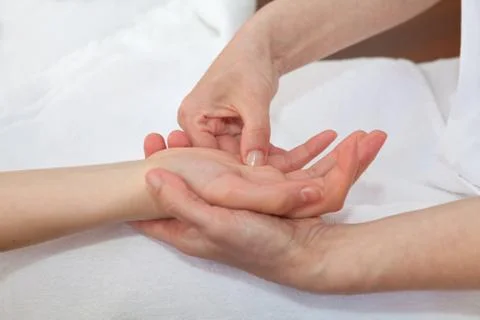 Hand massage Stock Photos