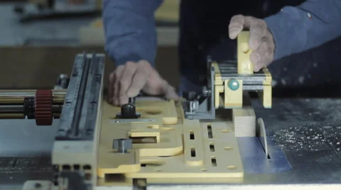 Hand of the Master Cutting Board on Woodworking Machines. Stock Footage 61504480