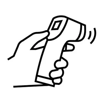 Hand measuring temperature with electronic thermometer, vector icon Stock Illustration
