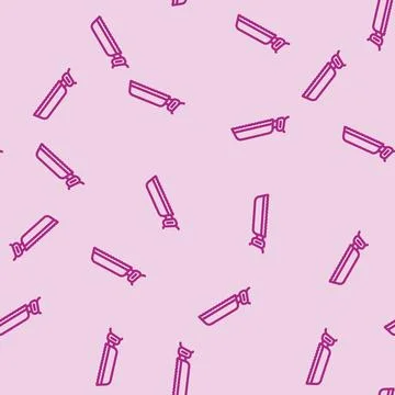 Hand meat saw line vector seamless pattern Illustrazione stock