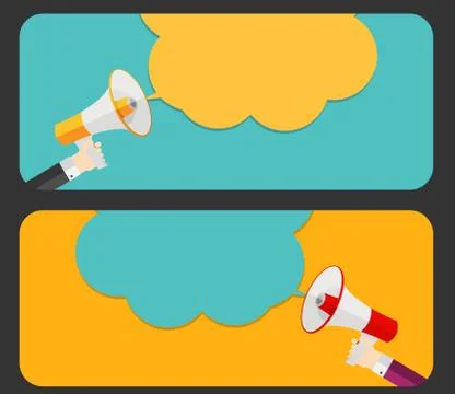 Hand with Megaphone and Speech Bubble Vector Illustration Stock Illustration