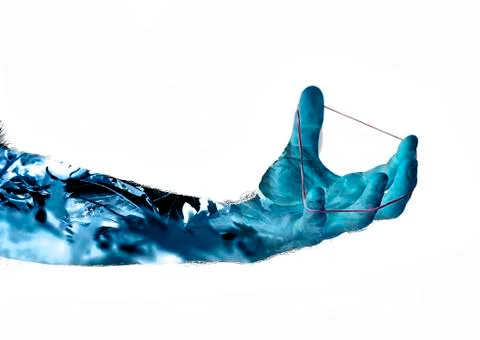 Hand men. Double Exposure. Stock Photos