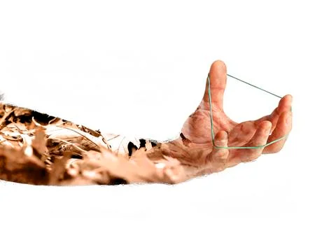 Hand men. Double Exposure. Stock Photos
