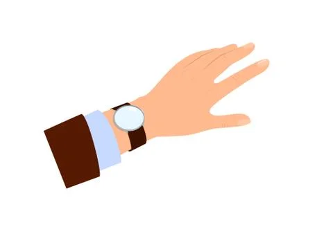 The hand of men, looking at watch, time for lunch or coffee break Stock Illustration