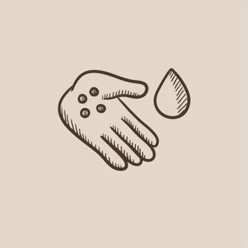 Hand with microbes sketch icon Stock Illustration