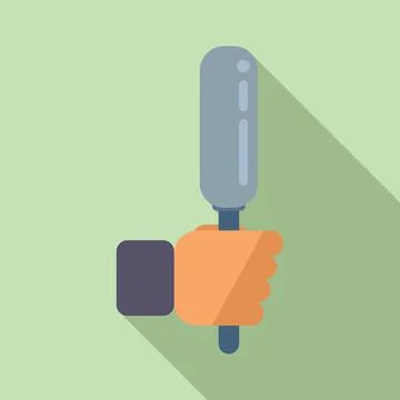 Hand microphone icon flat vector. Camera reportage 库存插图