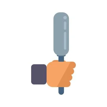 Hand microphone icon flat vector. Camera reportage Stock Illustration