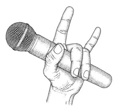 Hand with microphone Ilustración de archivo