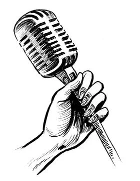 Hand with microphone Stock Illustration